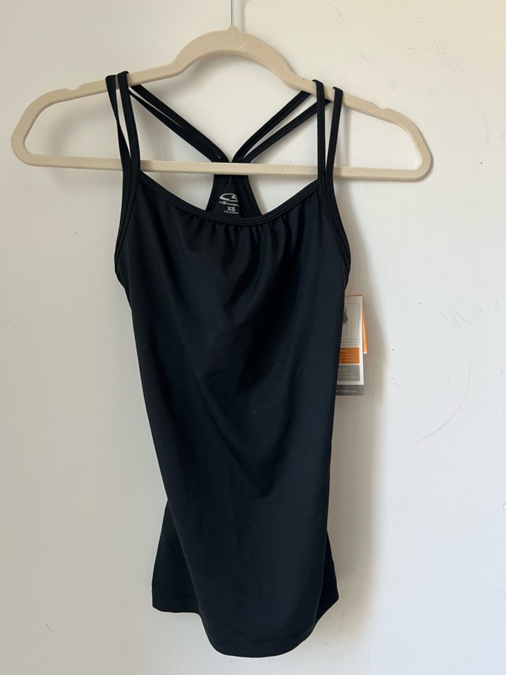 Champion Duo Dry Strappy Athletic Tank Top Black XS Built-In Support NWT - Picture 2 of 4